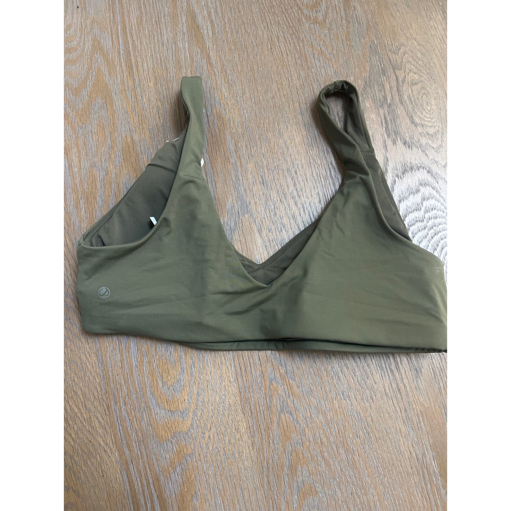 CRZ YOGA Dark Olive Green V Neck Bikini Top RY046 Large NWT - Picture 3 of 3